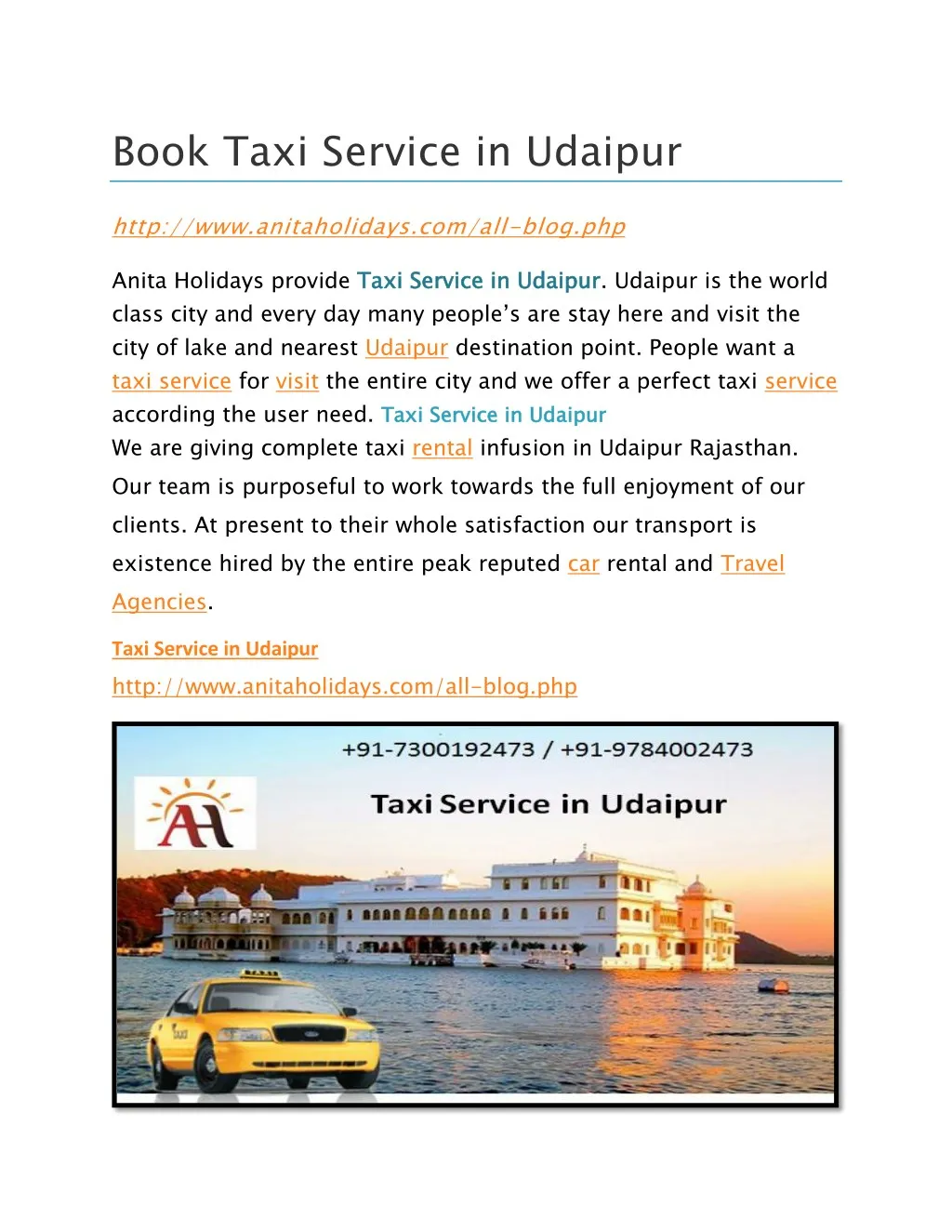 book taxi service in udaipur