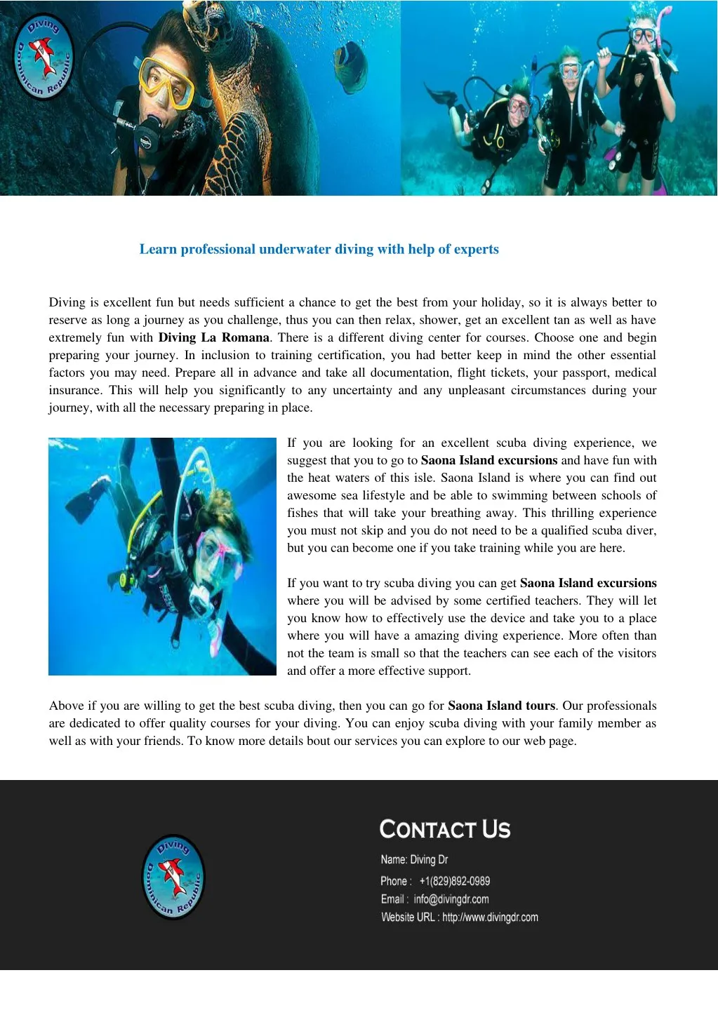 learn professional underwater diving with help