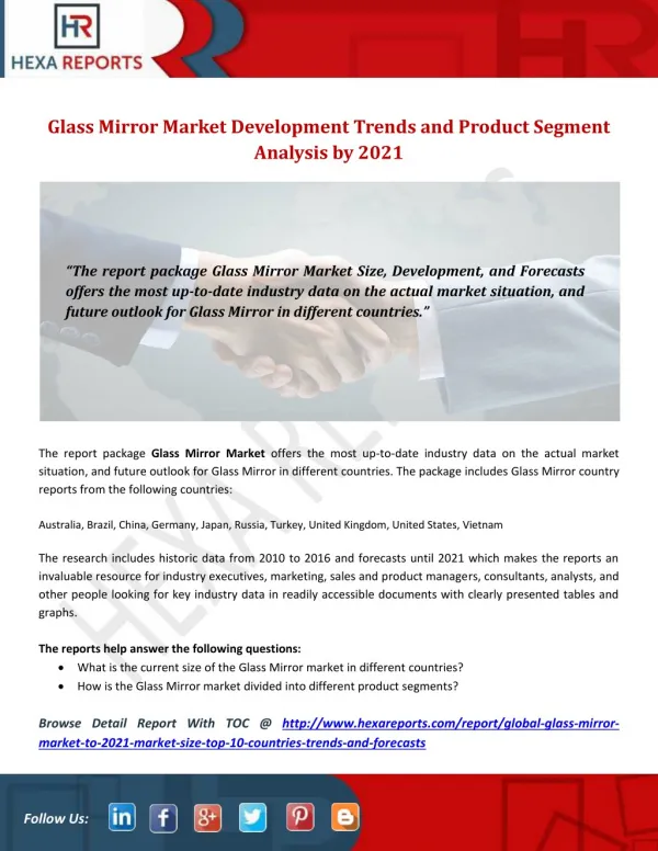 Glass Mirror Market Development Trends and Product Segment Analysis by 2021