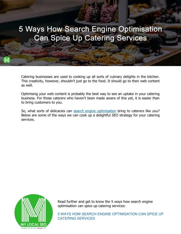 5 Ways How Search Engine Optimisation Can Spice Up Catering Services