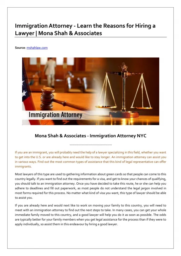 Immigration Attorney: Learn the Reasons for Hiring a Lawyer