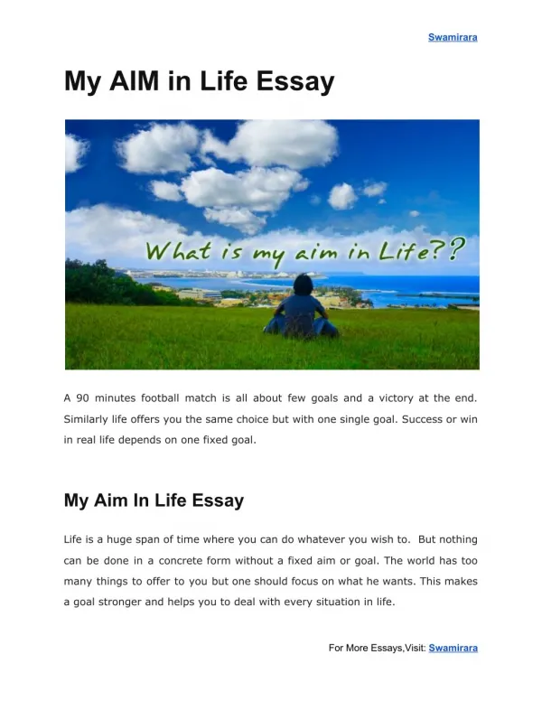 My AIM in Life Essay