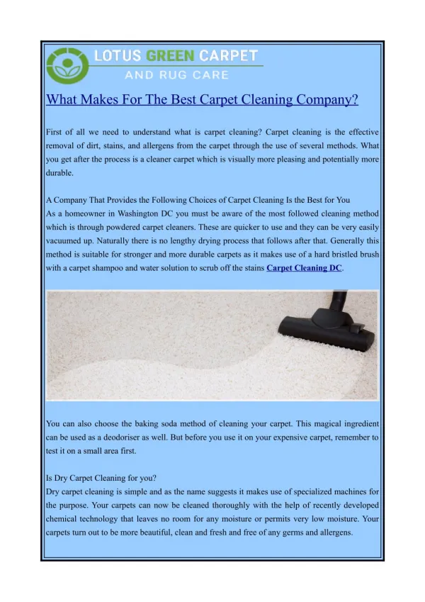 What Makes For The Best Carpet Cleaning Company?