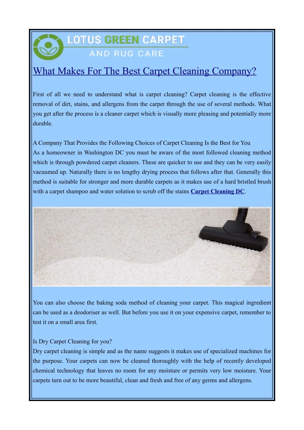what makes for the best carpet cleaning company
