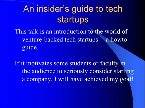 An insider s guide to tech startups