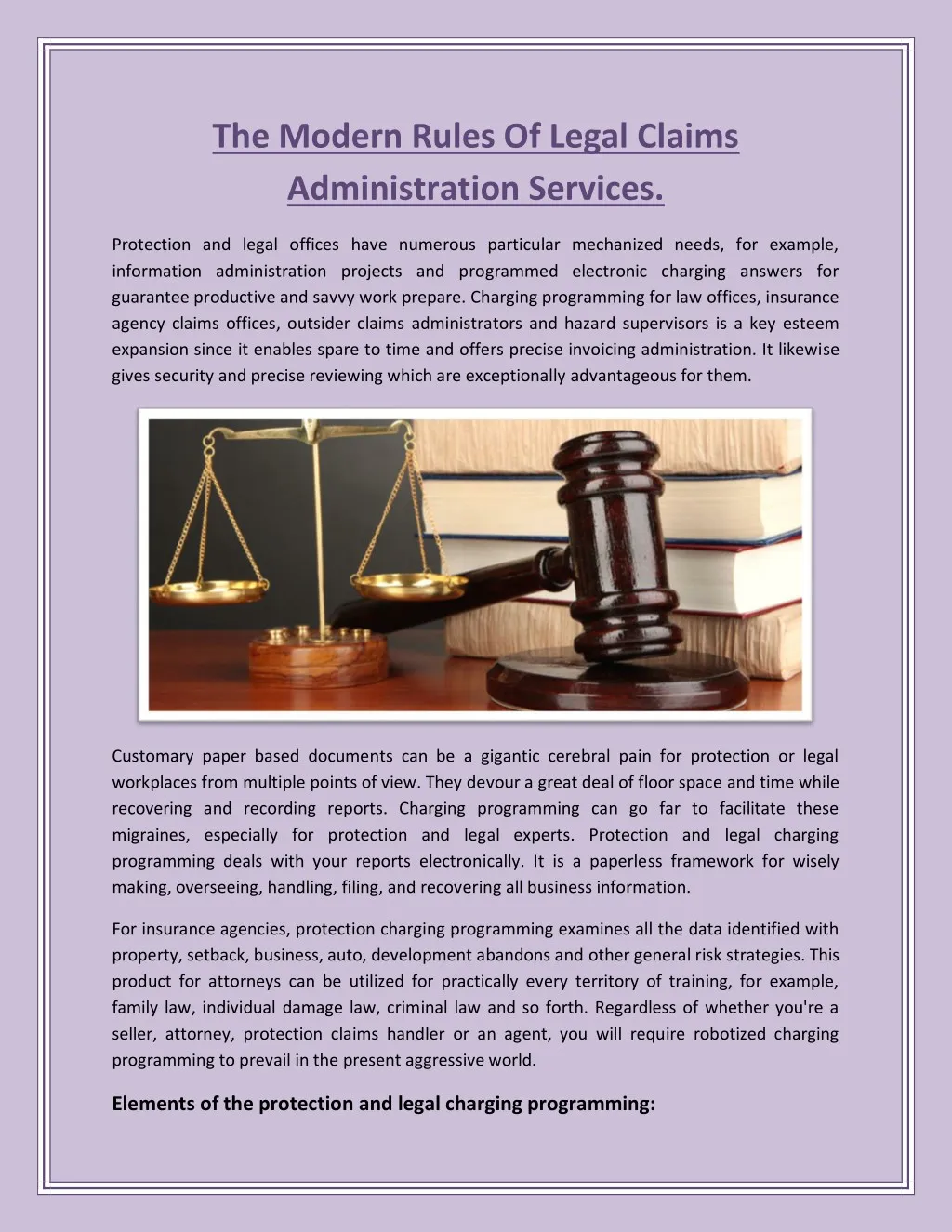 the modern rules of legal claims administration