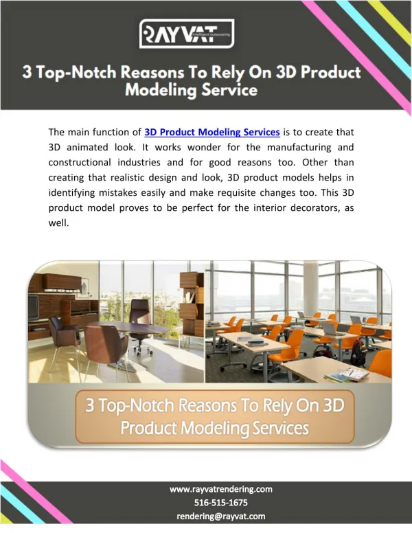 3 Top-Notch Reasons To Rely On 3D Product Modeling Services