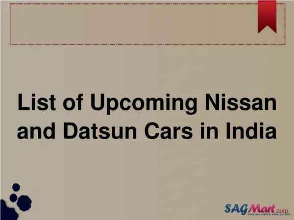 List of Upcoming Nissan and Datsun Cars in India | SAGMart