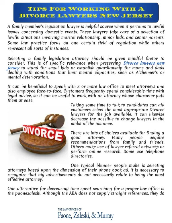 Tips For Working With A Divorce Lawyers New Jersey - Paonezaleski