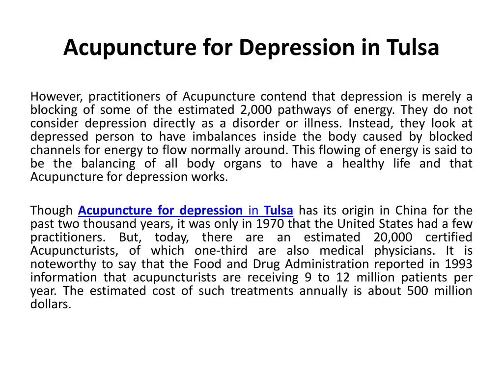 acupuncture for depression in tulsa