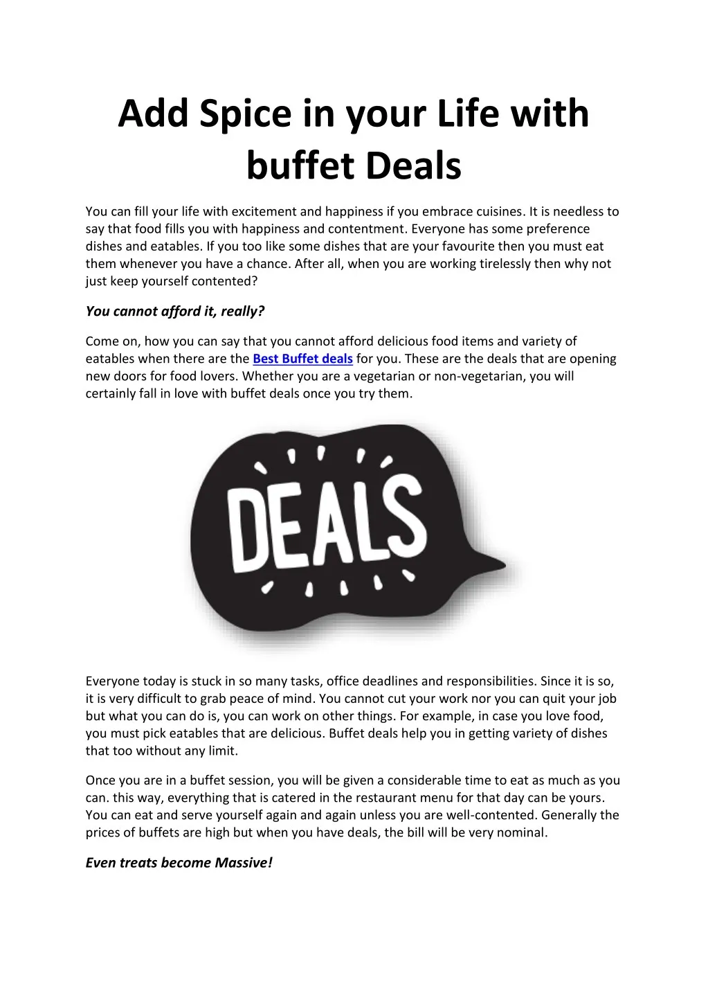 add spice in your life with buffet deals