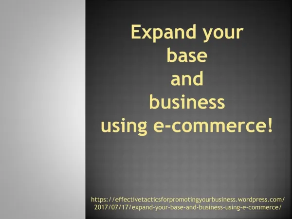 Expand your base and business using e-commerce!