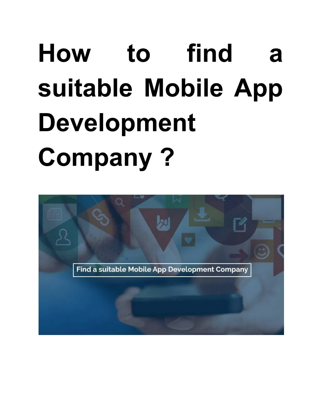 how suitable mobile app development company