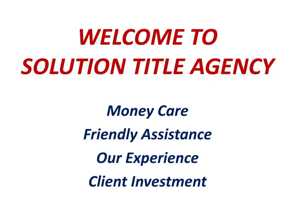 welcome to solution title agency