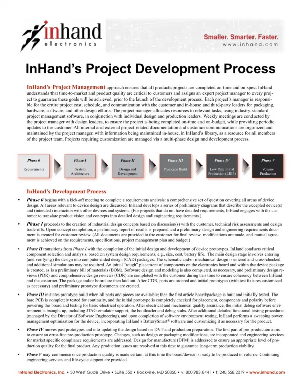 InHand's Project Developement Process