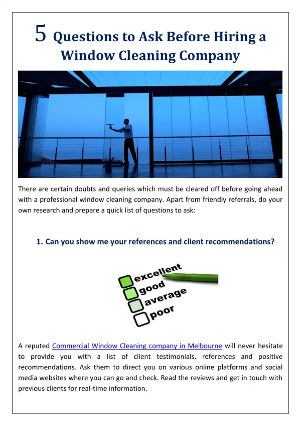 5 Questions to Ask Before Hiring a Window Cleaning Company