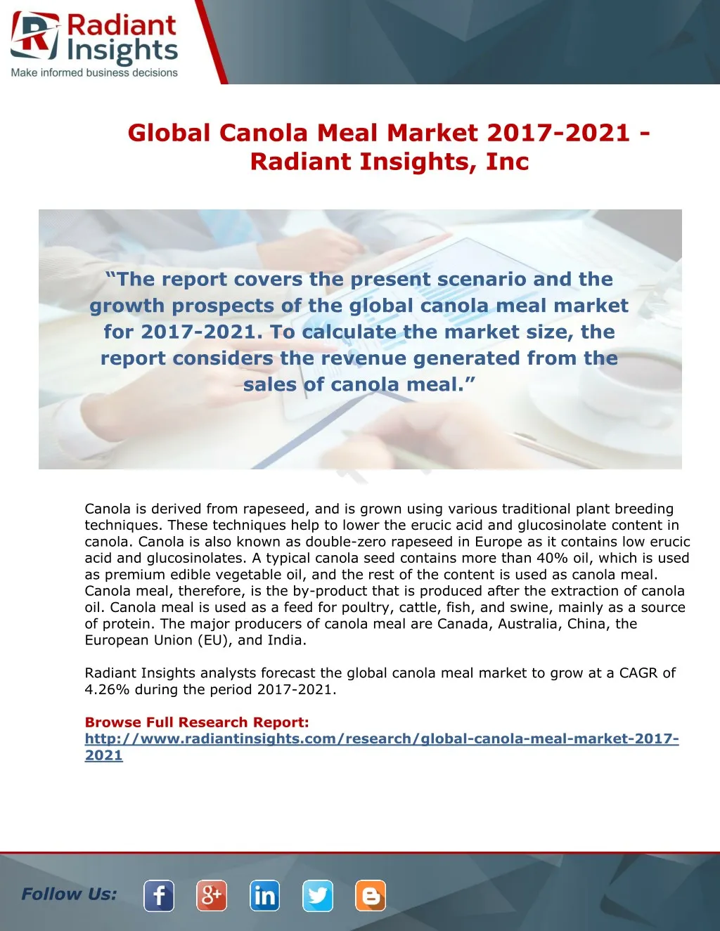 global canola meal market 2017 2021 radiant