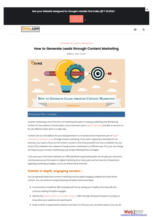 How to Generate Leads through Content Marketing