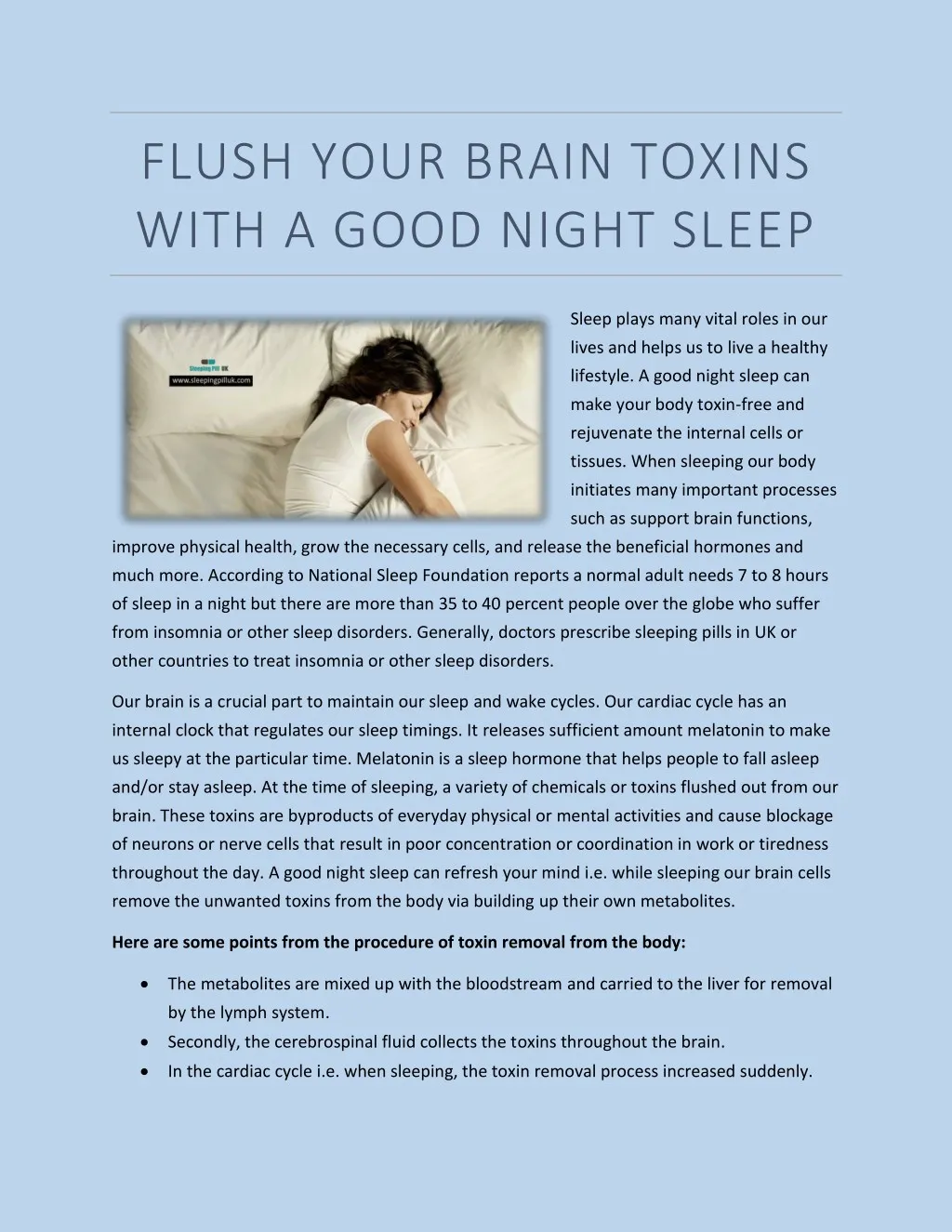 flush your brain toxins with a good night sleep