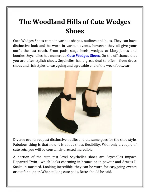 The Woodland Hills of Cute Wedges Shoes