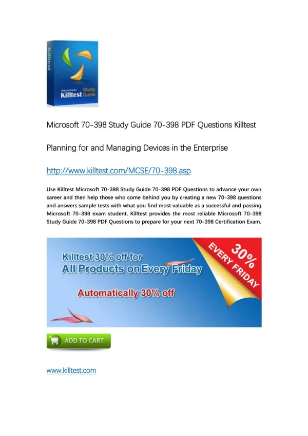 70-398 Microsoft Certification Training