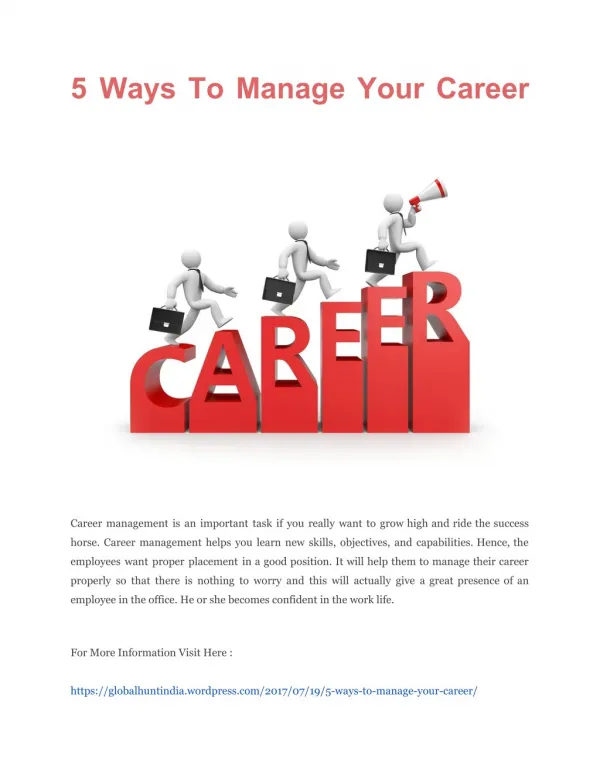 5 Ways To Manage Your Career
