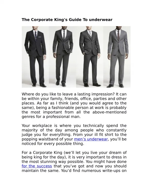 The Corporate King's Guide To underwear