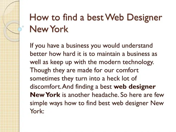 How to find a best Web Designer New York
