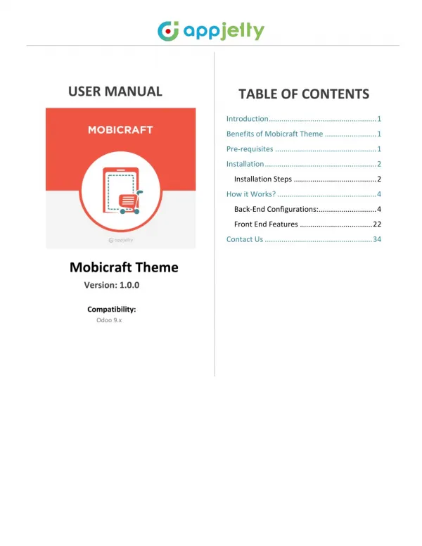 Responsive Mobile Odoo Theme: Mobicraft User Manual