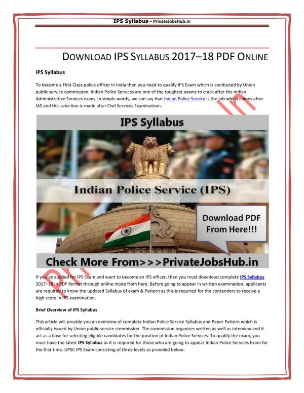 IPS Syllabus