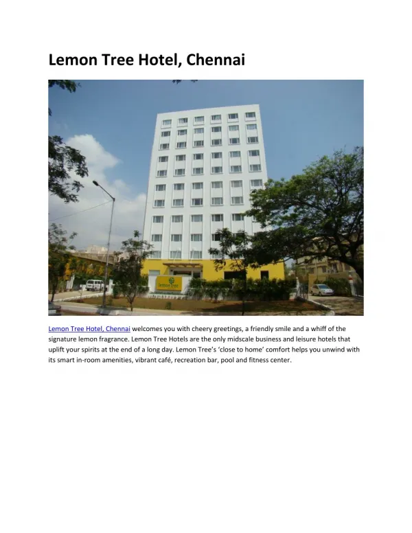 Lemon Tree Hotel Chennai