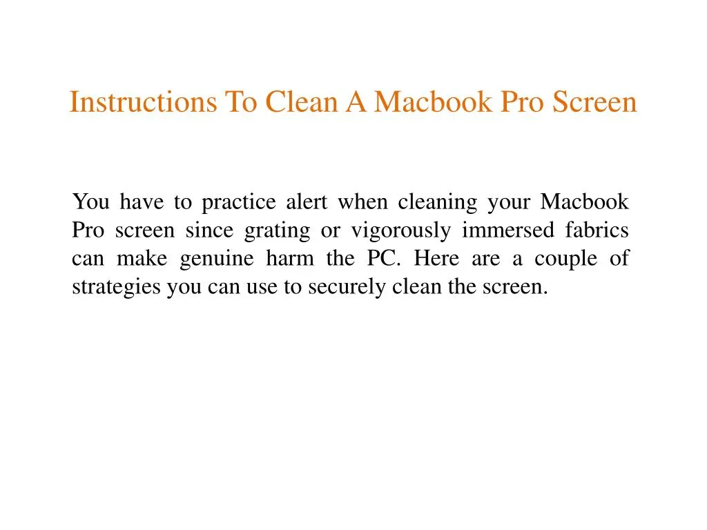instructions to clean a macbook pro screen