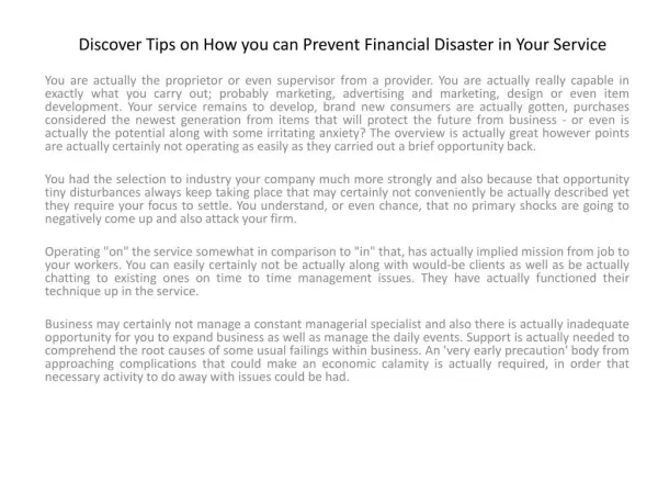 Discover Tips on How you can Prevent Financial