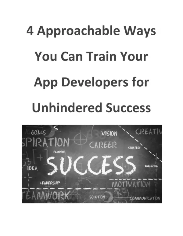 4 Approachable Ways You Can Train Your App Developers for Unhindered Success