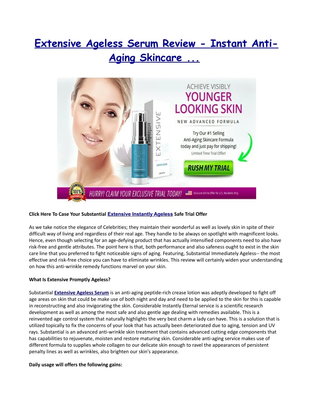 extensive ageless serum review instant anti aging