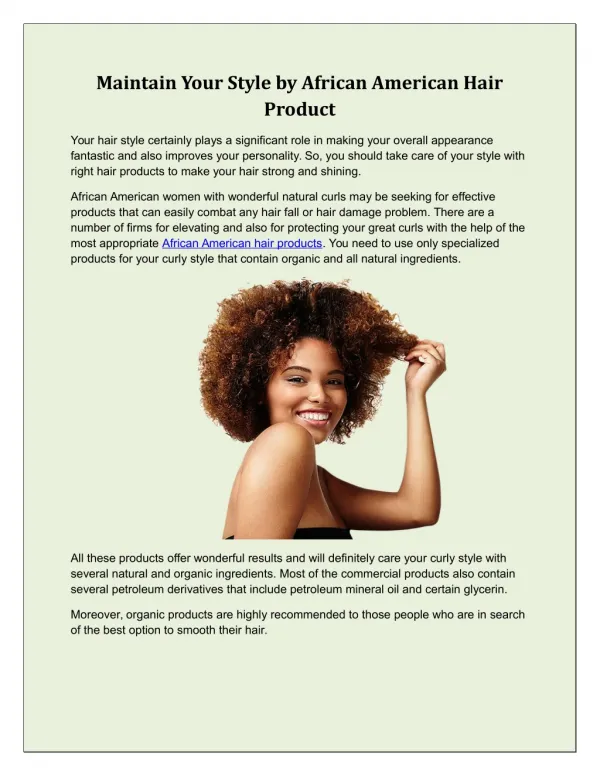 Maintain Your Style by African American Hair Product