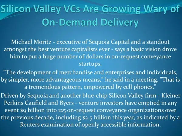 Silicon Valley VCs Are Growing Wary of On-Demand Delivery