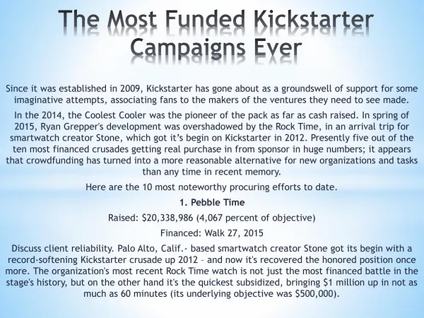 The Most Funded Kickstarter Campaigns Ever