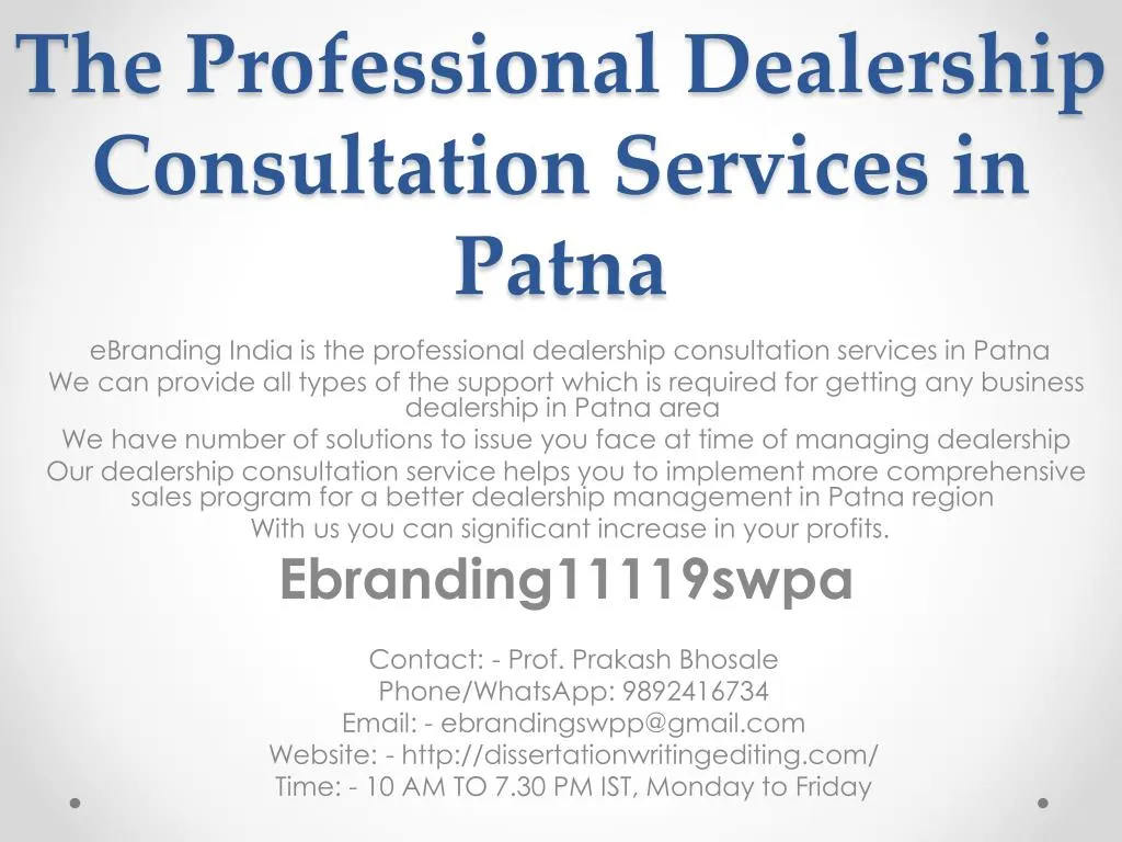 the professional dealership consultation services in patna