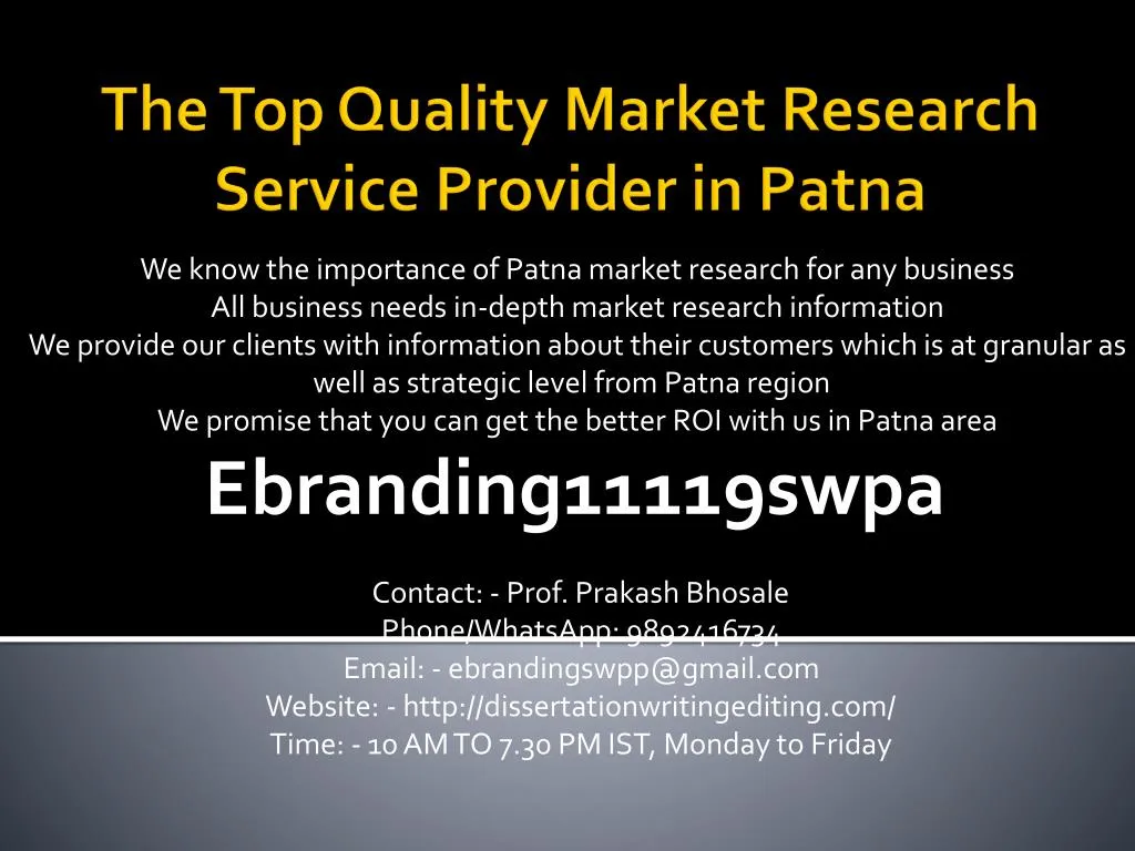 the top quality market research service provider in patna
