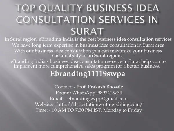 Top Quality Business Idea Consultation Services in Surat
