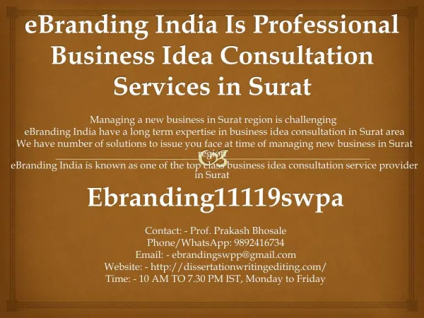 eBranding India Is Professional Business Idea Consultation Services in Surat