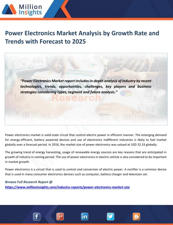 Power Electronics Market Share, Market Size, Market Trends and Analysis to 2025