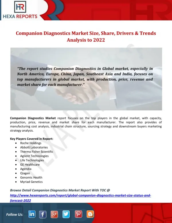 Companion Diagnostics Market Size, Share, Drivers & Trends Analysis to 2022