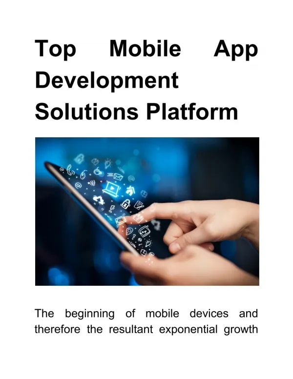 Top Mobile App Development Solutions Platform