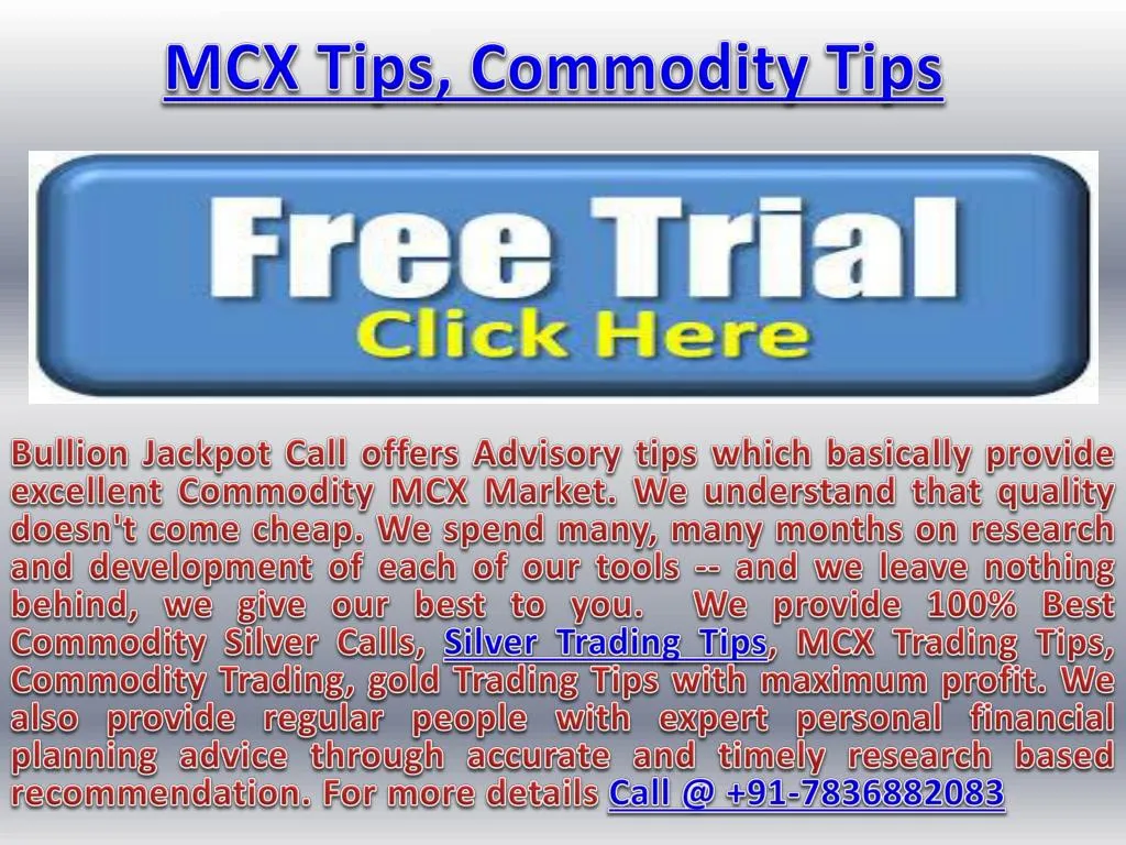 mcx tips commodity tips
