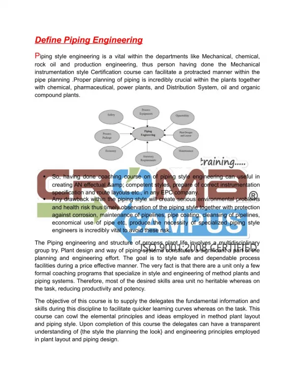 Piping Engineering Training in Noida – Croma Campus