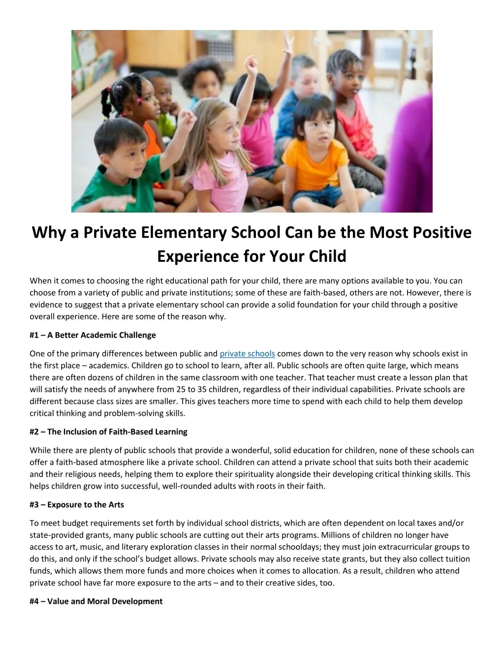 why a private elementary school can be the most