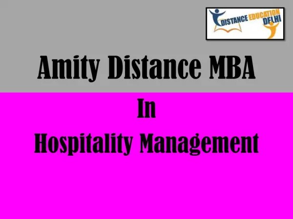 Amity Distance MBA in Hospitality Management