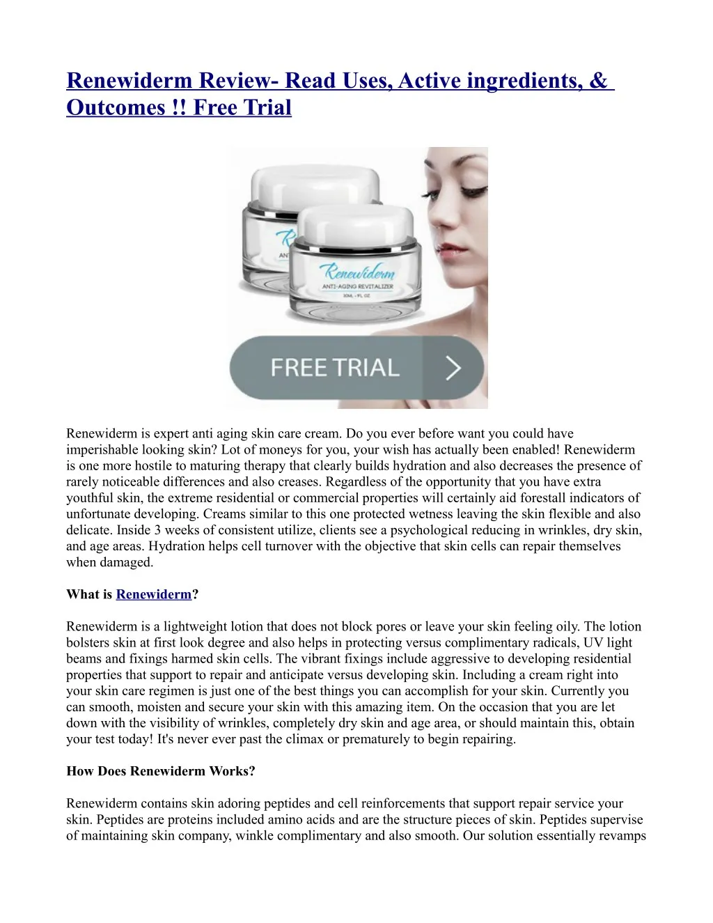 renewiderm review read uses active ingredients